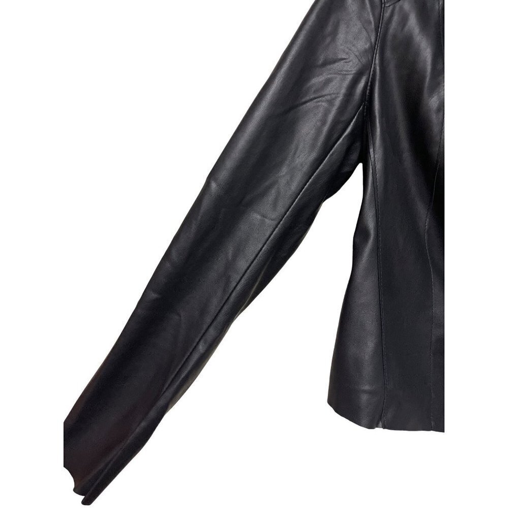 BlankNYC Black Asymmetrical Full Zip Faux Leather Jacket Women's Size Medium - Picture 2 of 9